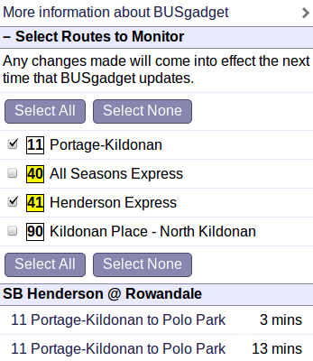 BUSgadget Mobile Limit Routes